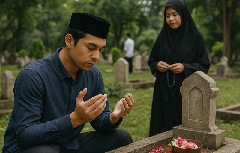 Ilustrasi : Tradisi ziarah kubur, yang selama ini identik dengan masyarakat tua, kini mulai diminati kembali oleh kalangan generasi muda.