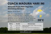 Perkiraan Cuaca hari ini 13 Juni 2025.