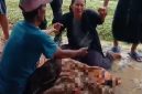Caption: Keluarga histeris saat mendatangi korban yang tersambar petir di lahan pertanian di Desa Jeruk Porot (Sumber Foto: Screenshot video/Pilar Pos)