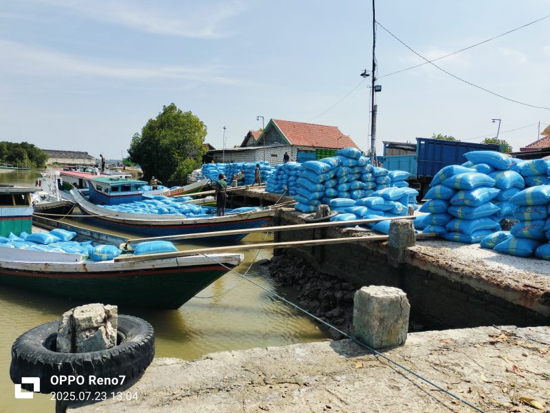 Caption: Tambatan Perahu Milik Dishub Sampang, dan Aktifitas Bongkar Muat Garam di Wilayah Kecamatan Pangarengan (Sumber Foto: Agus Junaidi/Pilar Pos)