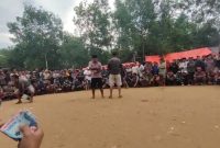 Caption: Screenshot video aktivitas praktik dugaan perjudian sabung ayam di Desa Batoporo Barat (Sumber Foto: dok/Pilar Pos)