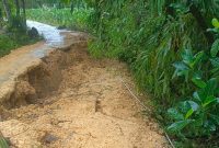 Caption: Kondisi Jalan Yang Ambruk Akibat Longsor dan Hujan Deras di Dusun Dibajak, Desa Karangpenang Onjur, Kecamatan Karangpenang (Sumber Foto: Milik Warga/dok Pilar Pos)