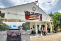 Caption: Kantor KPU Sampang dan Mobil Dinas Pelat Merah Saat Melintas di Tol Surabaya saat Libur Lebaran IdulFitri 2026 (Sumber Foto: Agus Junaidi/Pilar Pos)