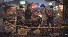 Foto ilustrasi dihasilkan AI, penangkapan transaksi jual beli motor yang diduga tanpa surat-surat. 